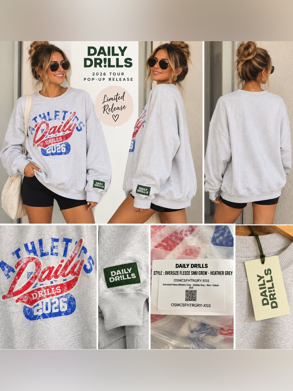 Daily Drills 2026 Pop Up Tour Athletics Crew XS/S NWT Reversible